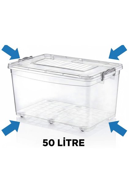 50 Liter Transparent Multi-Purpose Storage Bin with Wheels