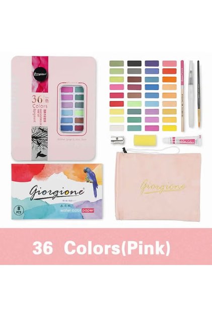 36-color watercolor set for drawing and painting, with watercolor brush, paintbrush,