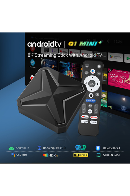 MO DOU Q1 Mini TV Box S Android 14 Google TV 8K Ultra HD Akıllı TV