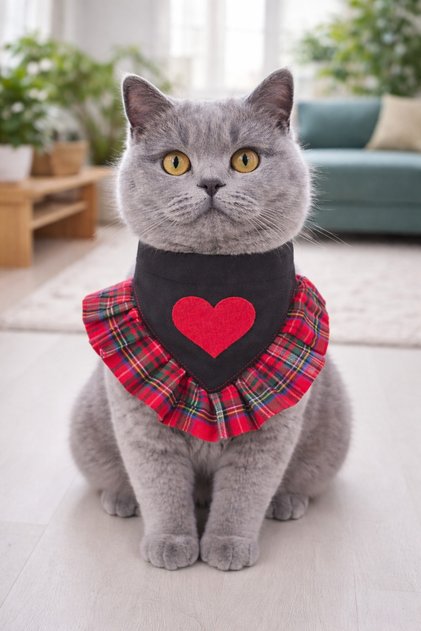 Kalp Detaylı Kedi ve Küçük Irk Köpek Fuları