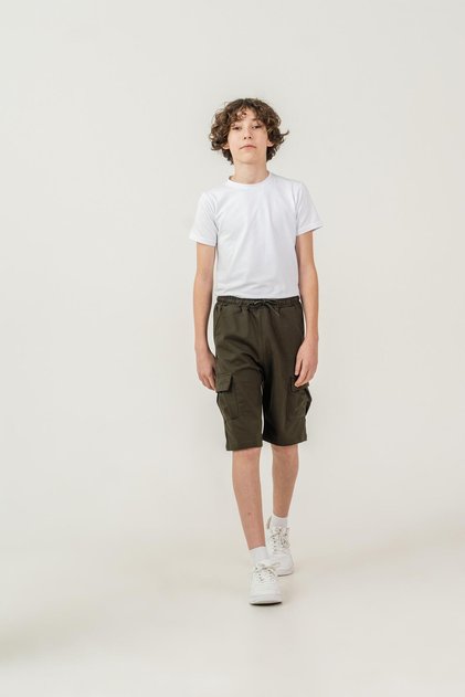Double Cargo Pockets Left Pocket Cover Printed Boys' Shorts