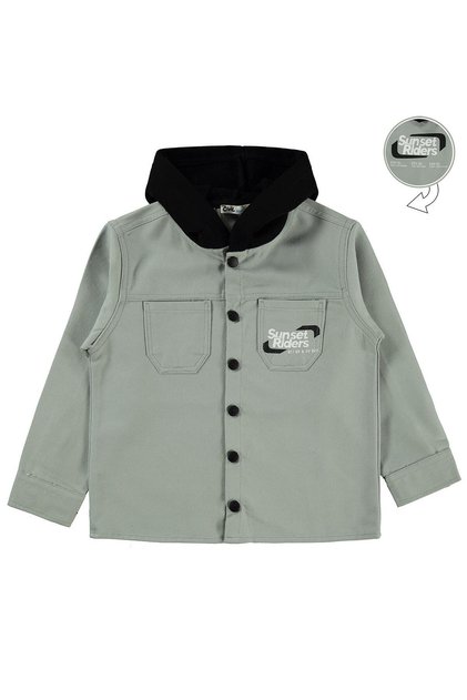 Double Pocket Hooded Shirt for 6-9 Years Old - Khaki 8-9 Years Old