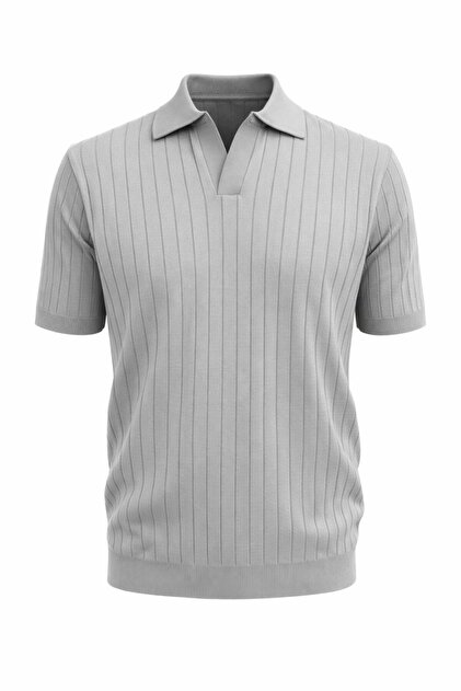 Plus Scorpion Erkek Polo Yaka Slim Fit Triko Tişört Dikey Çizgili