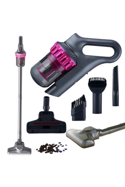 Aspirator vertical fără fir 2 în 1, 100 W, fără sac, filtru HEPA, 5 duze, 2 perii