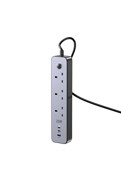 قطعة واحدة من مقبس الطاقة عالي الجودة بـ 6 مخارج مع منافذ شحن سريع USB بقوة 25 واط وطول 1.8 متر