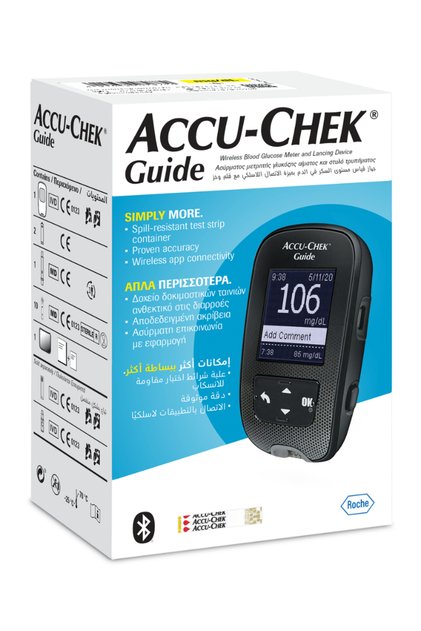 جهاز قياس سكر الدم أكوا تشيك جايد (Accu-Chek Guide) - دقة ذكية واتصال بلوتوث.