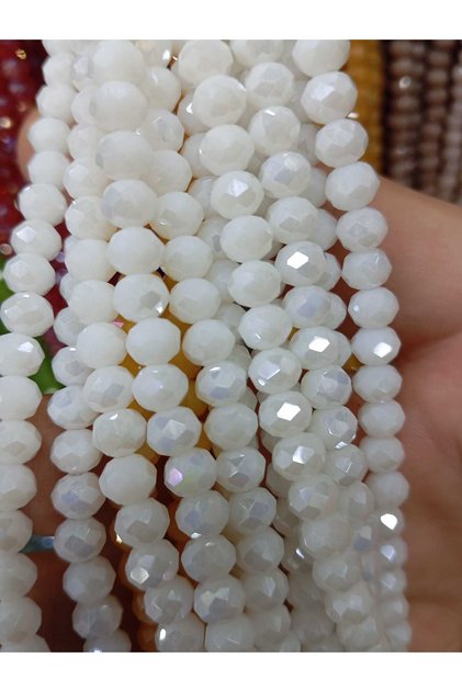 6 mm Glass Crystal Beads 10 Strands Pearl White