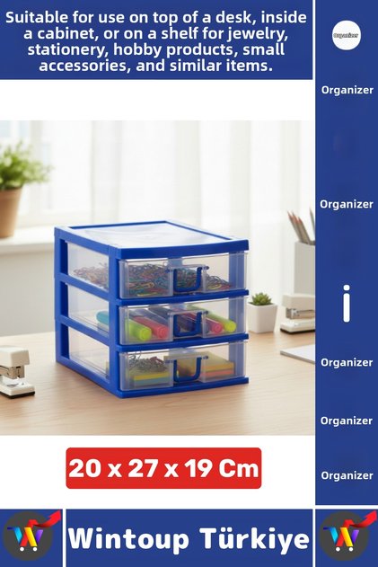 # Jewelryorganizer Durable Plastic Table Top Cabinet Shelf Small Item 3 Drawer Nightstand Mini Organizer