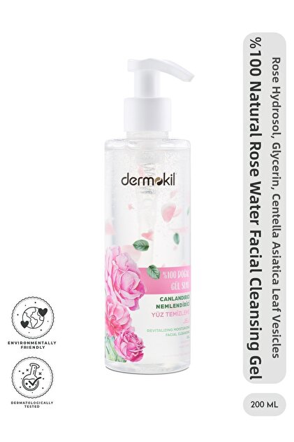 100% Natural Rose Water Revitalizing Moisturizing Facial Cleansing Gel