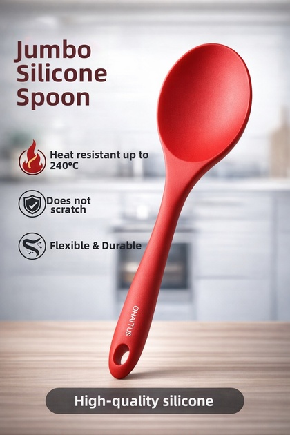 30 cm Jumbo Size Silicone Cooking Spoon Fireproof Non-Stick Heat Resistant