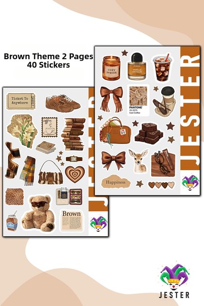Brown Theme Sticker, Decal, Diary, Agenda, Planner, Bullet, Journal, Scrapbook