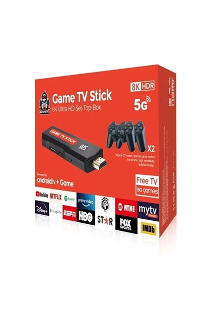Oyunlu Atari Game Box Android TV Stick 8K HDR – 2 Kollu – Retro Oyun Konsolu