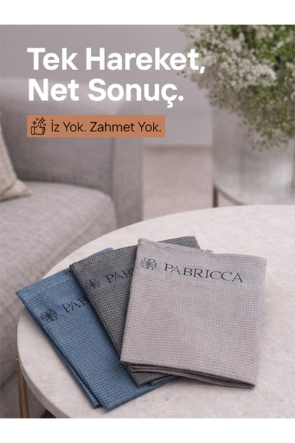 Mikrofiber Temizlik Bezi 60x33 cm – Yüksek Su Emiciliği, Çizik ve Tüy Bırakmaz, Waffle Dokulu gri