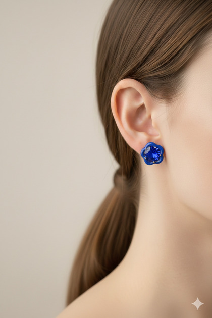 STONE EMBELLISHED FLOWER EARRINGS