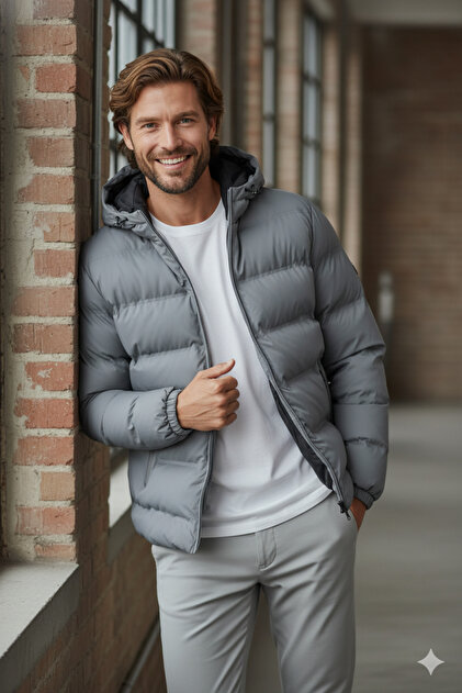 Jack & Jones JJElements Suni Deri Görünümlü Şişme Mont 12279239