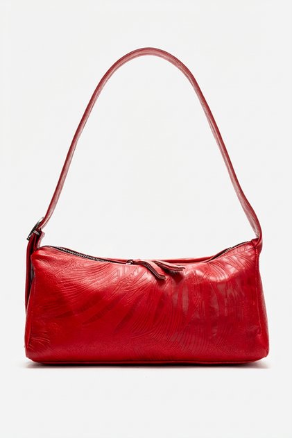 Diana Adjustable Belt Shoulder Bag Real Leather Red