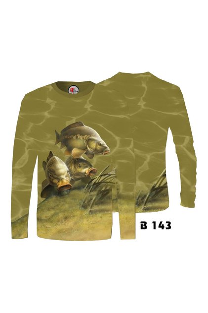 Carp Fish Patterned Long Sleeve T-Shirt