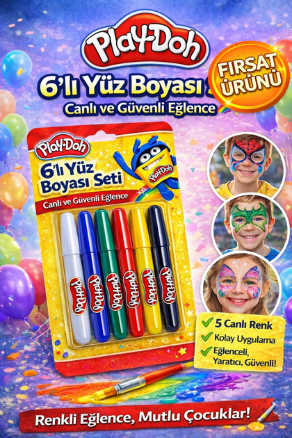 6’lı Yüz Boyası Seti – Canlı Renkler, Çocuklar İçin Güvenli Face Paint