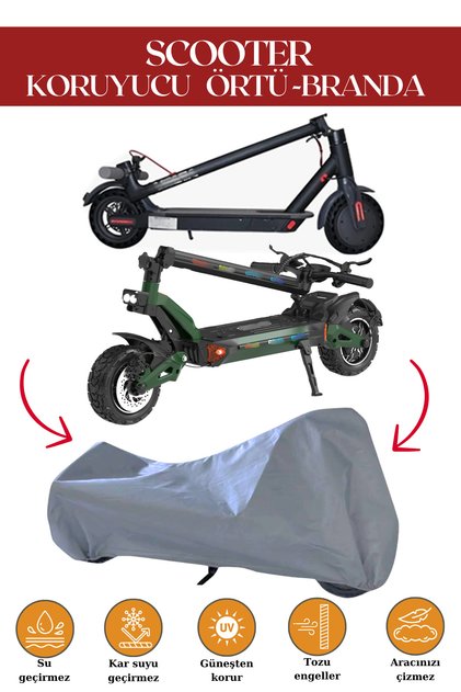 Elektrikli Scooter Brandası, Gri Koruyucu örtü- Su geçirmez