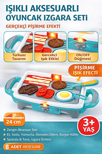 YILDIRIM OYUNCAK 12 Parça Aksesuarlı Pilli Işıklı Teppanyaki