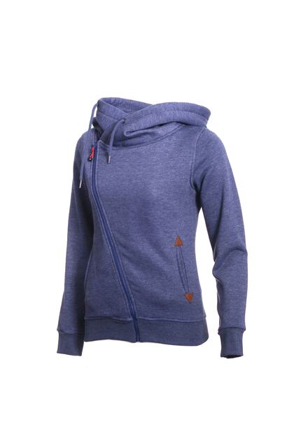 Tam Fermuarlı Kapüşonlu Kadın Sweatshirt / Ceket Lacivert