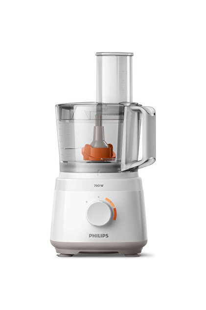 Robot de bucatarie Philips HR7310/00 Daily Collection, 700 W, 2 viteze + puls, bol 2.1 l, dispozitiv de emulsifiere, disc din inox, alb
