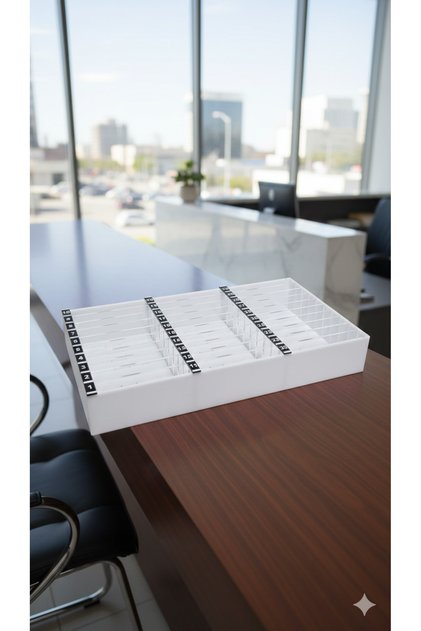 Personel ve Ziyaretçi Kimlik Kartlık- Masaüstü pleksi kart organizer- Kart Düzenleyici 30 Bölmeli