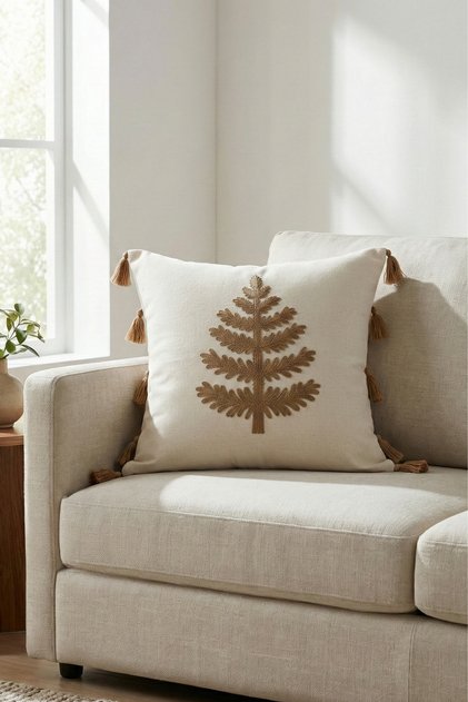Buldan Işi Bohem Special Design Tree Pattern Decorative Throw Pillow Cover Spring Series 42X42 cm