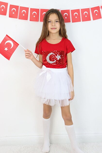 Breeze Kiz Çocuk Tişört Türk Bayraklı 4-14 Yaş, Kırmızı - Fiyatı