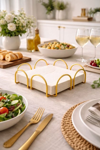 Decorative Metal Stainless Gold Napkin Holder Filled Steel Gold Plated