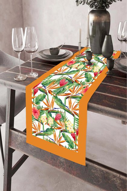 40x140cm Dokuma Leke Tutmaz Baskılı Tay Tüyü Kumaş Masa Örtüsü Dekoratif Runner Yıkanabilir