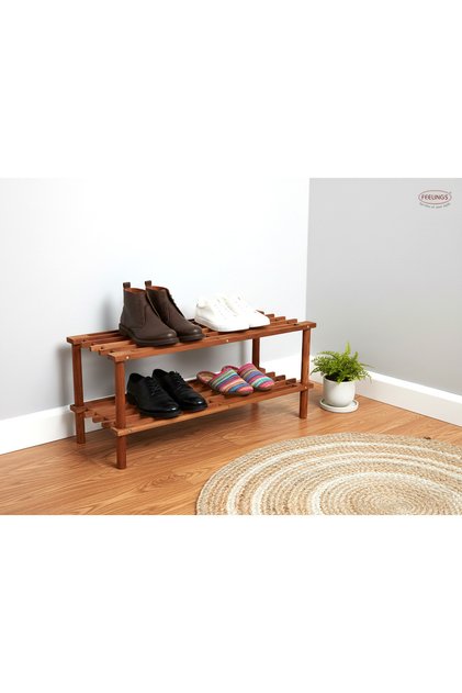 Wooden Shoe Rack 2 Tier 63cm