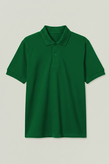 Cotton Pack Polo Collar Green Short Sleeve T-Shirt Suitable for School and Daily Use