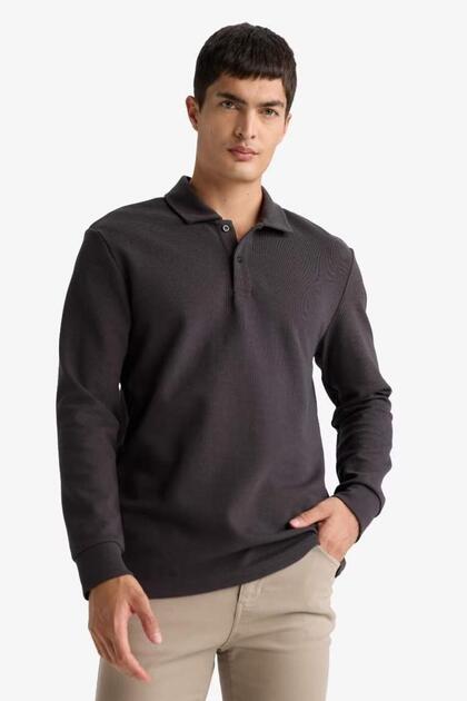 Regular Fit Polo Neck Waffle Sweatshirt F0301Ax25Au