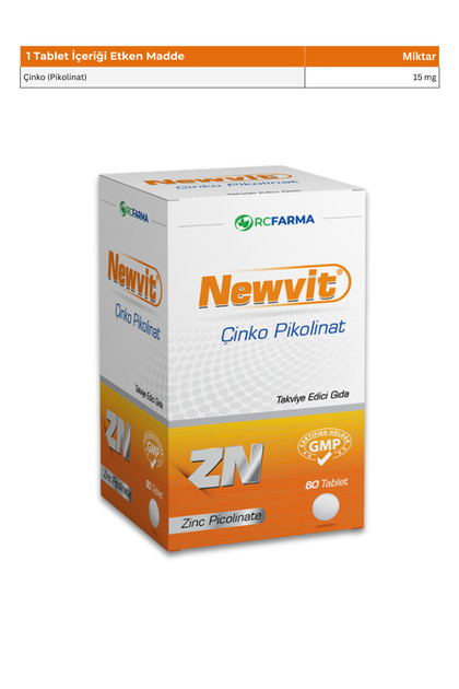 Newvit Çinko Pikolinat 15 mg 60 Tablet - Fiyatı, Yorumları