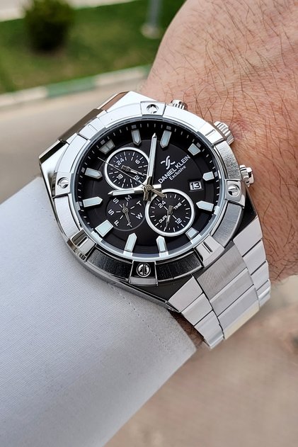 45 mm Functional Men's Wristwatch with Black Dial and Gray Color Adjustable Strap