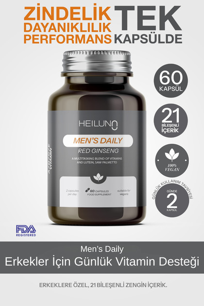 Men’s Daily Multivitamin 60 Kapsül – Red Ginseng, Likopen & Saw Palmetto ile Enerji ve Güç Desteği