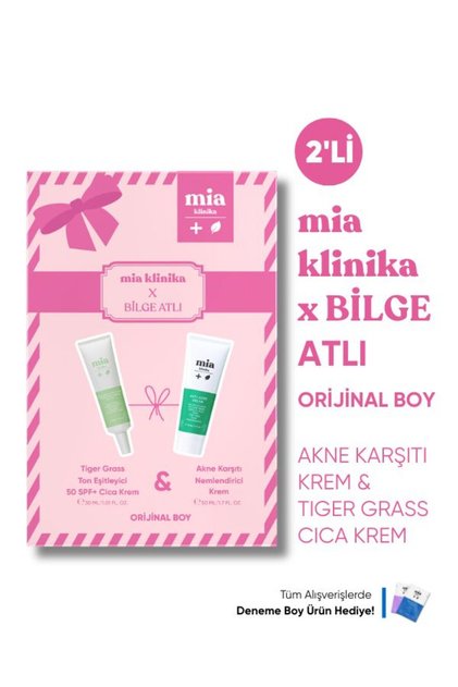Akne Karşıtı ve Ton Eşitleyici Cica Krem x Bilge Atlı Set