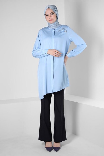 EMBROIDERY DETAIL ASYMMETRIC CUT TUNIC 42564