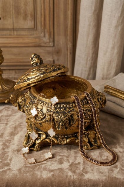 Jewelry Box Jewelry Organizer Box with Lid Jewelry Organizer Antique Gold Color Model 1