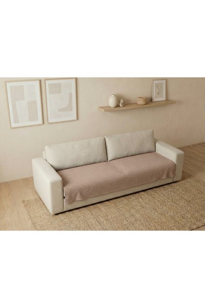 Waffle Pattern Fringeless Sofa Cover/Tv Blanket 100X200Cm