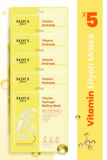 Vitamin Hydrogel Transparent Korean Face Mask Moisturizing Melting Mask 34 Gr. 5 Pieces