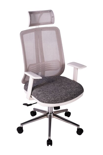 UP Beyaz Fileli Yönetici Koltuğu | Ergonomik Başlıklı Ofis Koltuğu Desenli Gri