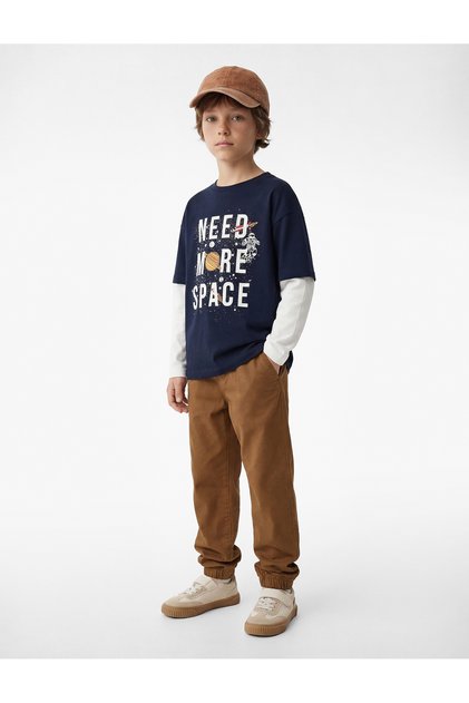 Cotton Waist Tie Pocketed Jogger Gabardine Trousers