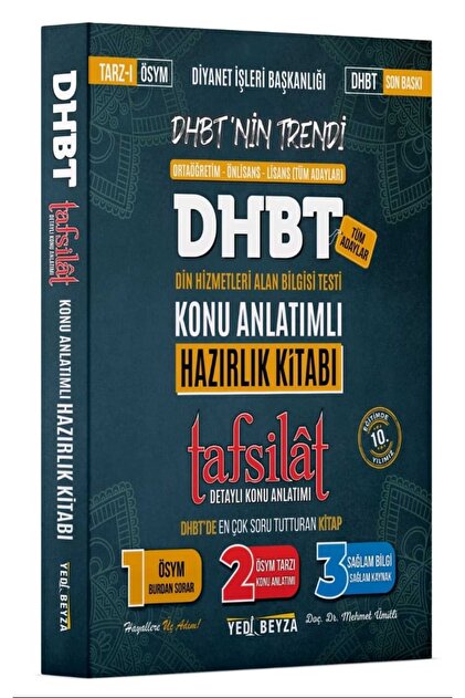 Yedi Beyza Yayınları 2026 Dhbt Tafsilat Hazırlık Kitabı Mehmet