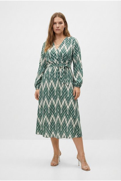 Рокля от плат Бурумчук с шарка и цепка на талията 2XL-6XL