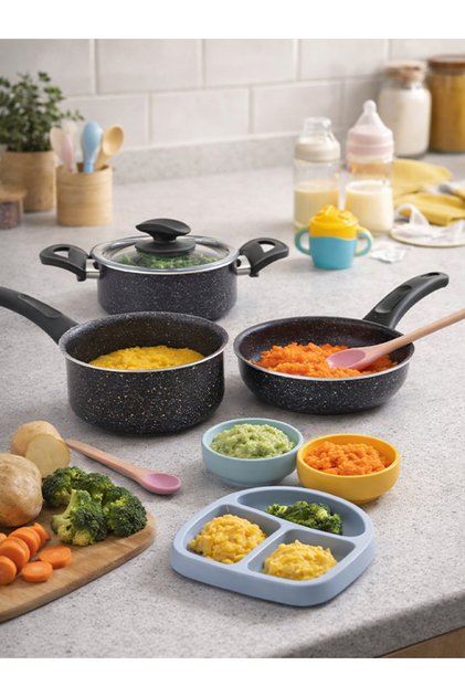 Emel 14 cm Granite Food Set, Baby Supplement Set, (Extra Food Set)