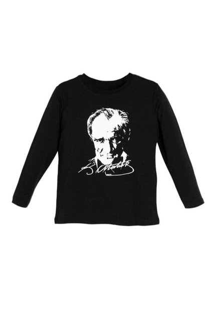 Unisex imzalı atatürk baskılı uzun kol t-shirt 23 nisan 29 Ekim