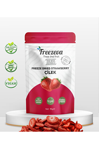 Freezeva Dondurularak Kurutulmuş Dilim Çilek 15 gr - Freeze Dried