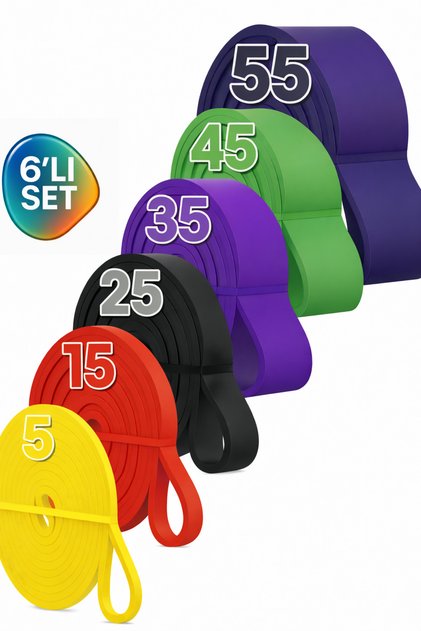 Fitness Pilates Cross Barfiks Spor Direnç Lastiği Kas Geliştirme Training Bandı Bantları 6lı